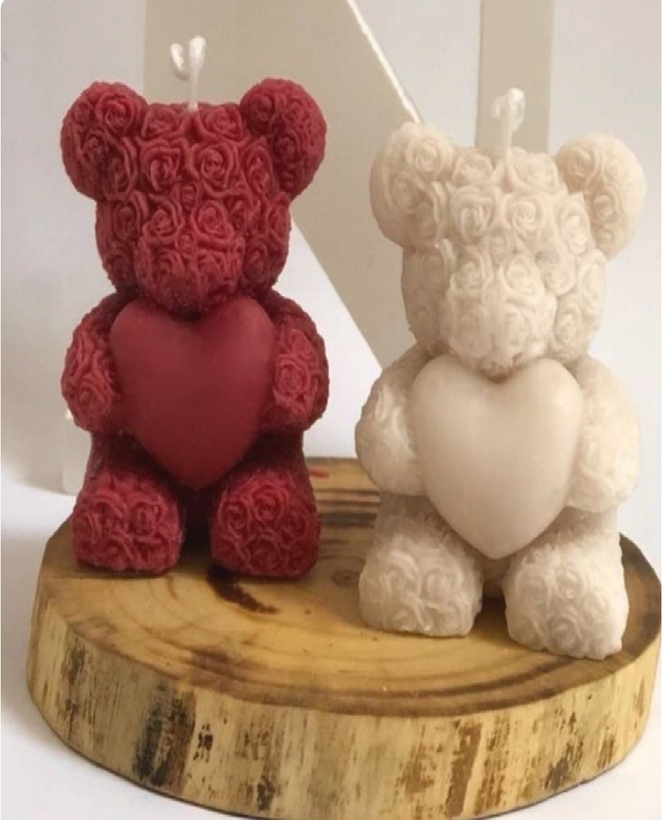 خرید گیفت شمع ولنتاین تدی گل گلی قلب دار در فروشگاه اینترنتی گیفت الی