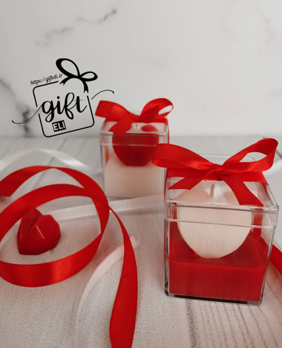 خرید گیفت شمع قلبی ولنتاین با باکس پلکسی در فروشگاه اینترنتی گیفت الی